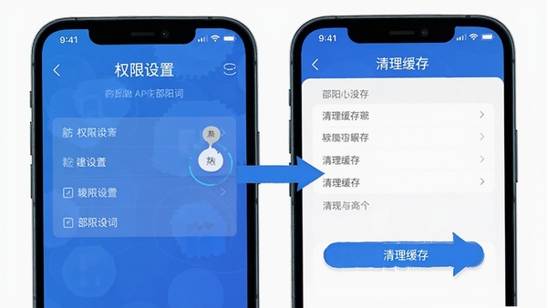 ��ͼ��ʾ�ʣ��ҵ�����APP�ֻ����������ͼ��չʾȨ������ҳ����������沽�裬���м�ͷָ�����Ƽ�����ɫ������ƽ����Ʒ��