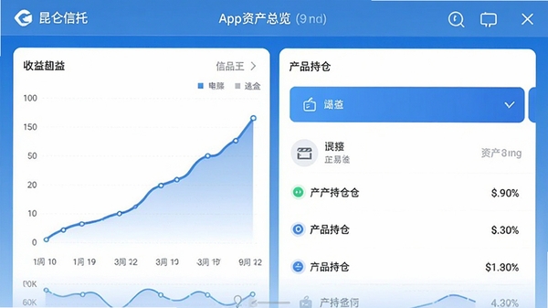 ��������App�ʲ�����ҳ���ͼ���չʾ��������ͼ���Ʒ�ֲ��б���������רҵ����ɫ���ɫΪ��ɫ����ͻ�����ݿ��ӻ����û�����