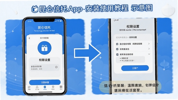 ��������App��װʹ�ý̳�ʾ��ͼ��չʾ�ֻ���װ������Ȩ�����ò��裬��������ֱ�ۣ���ɫ����ͻ������ָ����ע������