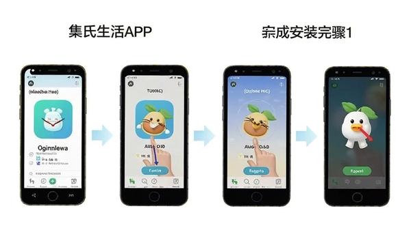 ��������APP���ֻ��ϵİ�װ����ʾ��ͼ��չʾ�����ص���װ��ɵ��ĸ��׶Σ����������죬ͻ������ָ��