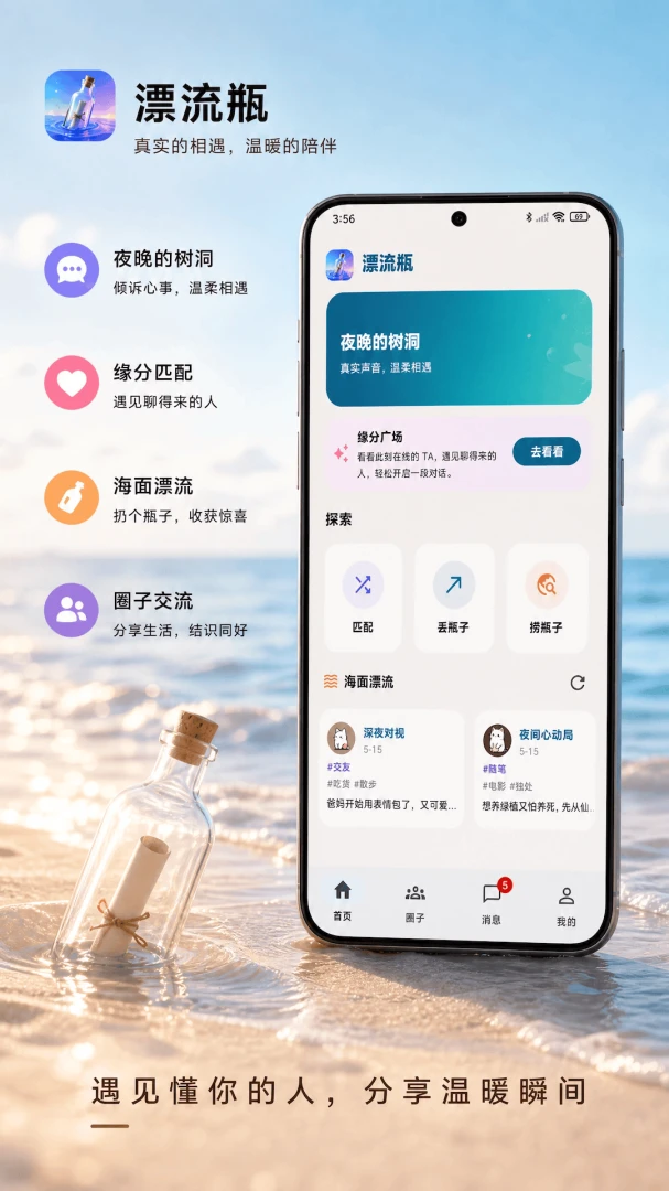 私密漂流瓶-匿名社交倾诉工具截图