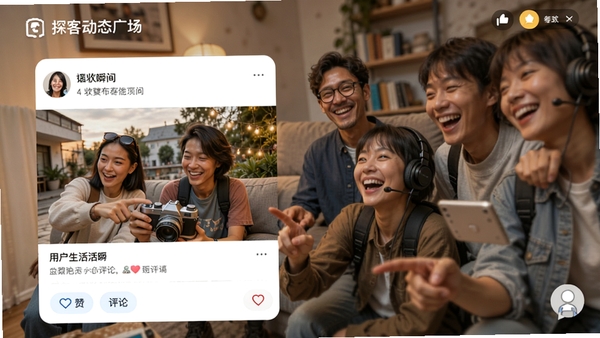 ̽�Ͷ�̬�㳡ҳ�棬�û���������˲�䲢�ջ�������ۣ����������Ѻã�������ʵ�罻��Χ