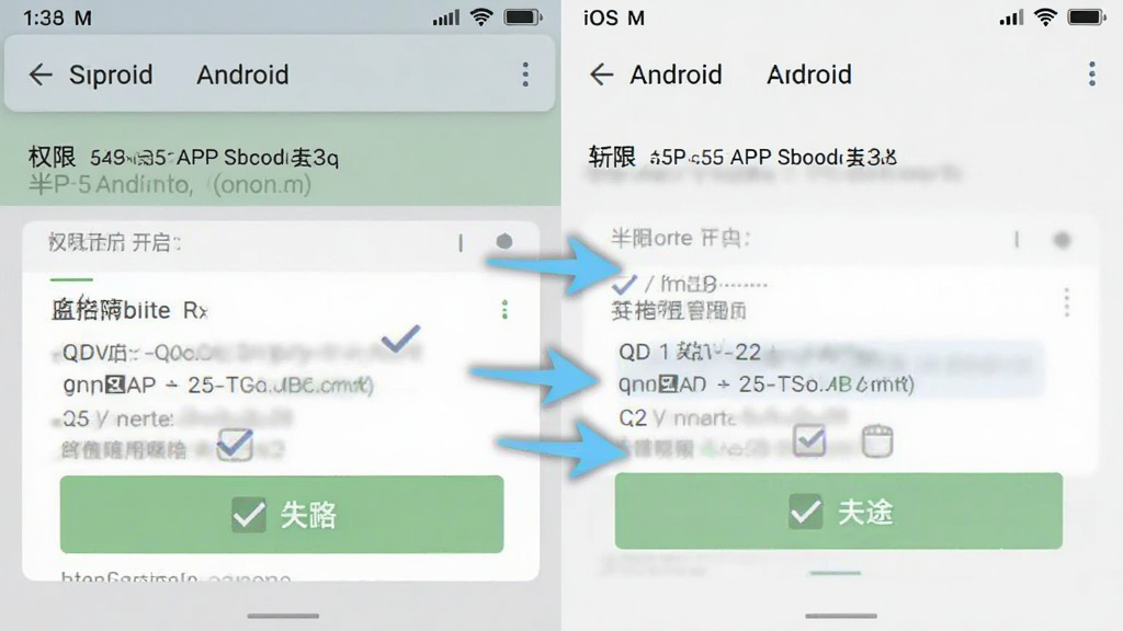 半途APP权限设置与通知管理界面截图,展示安卓和iOS系统的权限开启步骤,画面中有清晰的勾选标记和箭头指引,背景为浅灰色,突出操作引导
