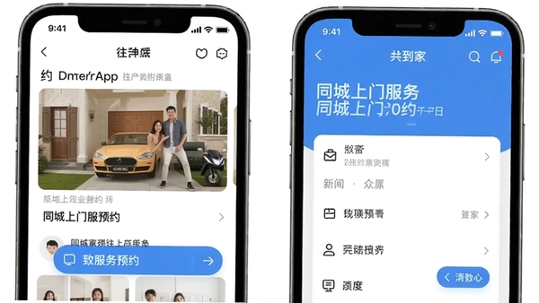 往约到家APP首页展示同城上门服务预约界面