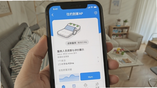 往约到家APP内服务人员资质与评价展示页面