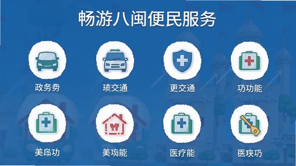 ���ΰ�����������飬չʾ���񡢽�ͨ��ҽ�Ƶȹ���ͼ��