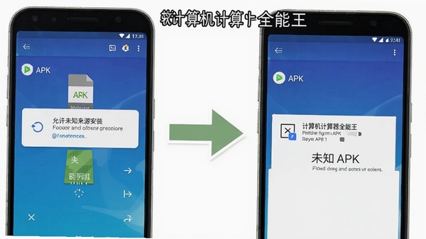 �����������ȫ������װ�̳�ʾ��ͼ��չʾ�ֻ���װAPK�ļ��Ĳ��軭�棬��������δ֪��Դ��װ����ʾ���棬�������Ƽ����������ȫ������ͼ�б�ע