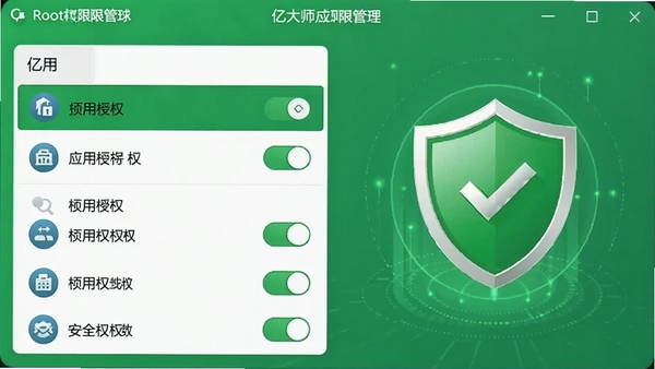 �ڴ�ʦRootȨ�޹������棬��ʾӦ����Ȩ�����б��Ͷ��ư�ȫͼ�꣬��ɫ��ȫ���