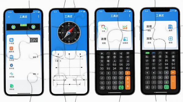 ���߽�APP���ܽ���ƴͼ��չʾˮƽ�ǡ�ָ���롢�ļ���������ѧ�������ĸ����Ĺ���ҳ�棬�ֻ���Ļ��ͼ��񣬽�����������ע���߽��������Ƽ���ɫ��