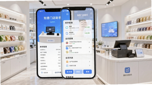 �����ŵ�����APP������չʾ���ֻ���Ļ�г�������̨������������Ա�б���ģ�飬����Ϊ����ĵ��̻�������������������ͻ���������������ŵ����֣��Ƽ�����ʵ�øн��