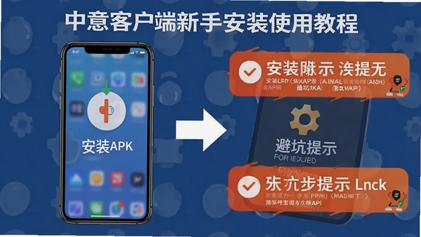 ����ͻ������ְ�װʹ�ý̳�ʾ��ͼ���ֻ���װAPK����չʾ���ܿ���ʾ��ע