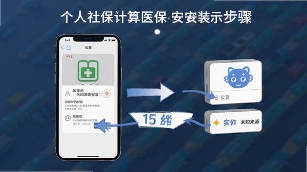 �����籣����ҽ��APP��װ����ʾ��ͼ��չʾ�ֻ�����������δ֪��Դ��װ�Ľ��棬����ָ������