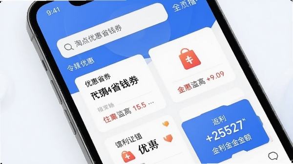 ����һ���ֻ���Ļ��ʾ�Ե��Ż�ʡǮȯAPP�����ͼƬ�����������������Ż�ȯ�б��ͷ���������֣������Ǽ���������ɫ��ͻ��ʡǮ����