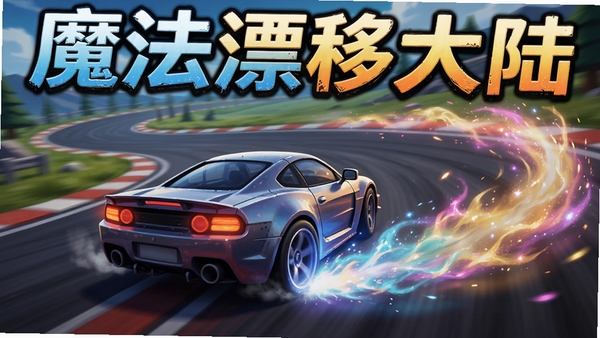 魔法漂移大陆漂移集气瞬间,赛车在弯道漂移拖出彩色魔法尾焰,画面动感十足,软件名称魔法漂移大陆