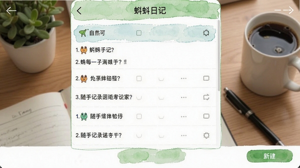 蝌蚪日记软件主界面截图,清爽的日记列表与新建按钮,展示随手记录的便捷体验