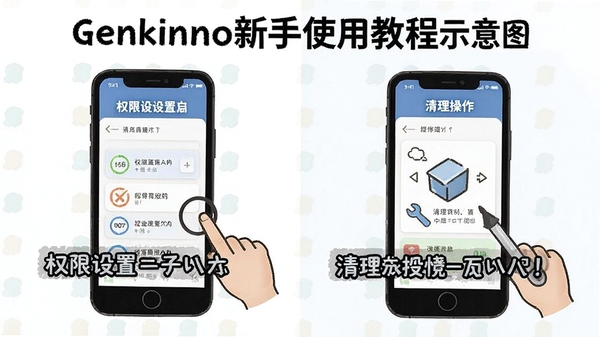 Genkinno����ʹ�ý̳�ʾ��ͼ��չʾȨ�������������������裬�ֻ�����������˵��