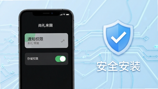 ������APP��װȨ������ʾ��ͼ���ֻ���Ļ��ʾ֪ͨȨ�ޡ��洢Ȩ�޿��أ��Ա��ж���ͼ��͡���ȫ��װ������������Ϊ����ɫ�Ƽ�������