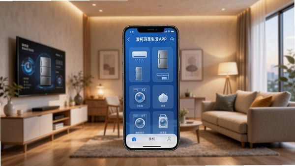 �Ŀ��������APP����չʾ���ֻ���Ļ��ʾ���ܼҾӿ�����壬�����յ������䡢ϴ�»����豸ͼ�꣬����Ϊ��ܰ�ִ��Ҿӻ������Ƽ�����������ں�