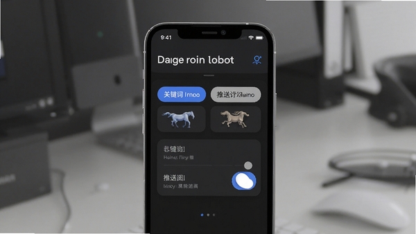 黑马招采智能订阅功能演示图,手机屏幕上显示关键词标签和推送开关,界面现代简洁