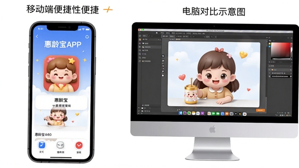���䱦APP���ֻ��͵���ģ�����ϵ�ʹ�öԱ�ʾ��ͼ��ͻ���ƶ��˱����