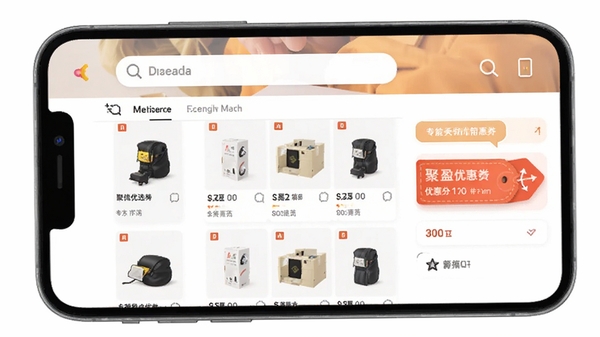 ��ӯ��ѡAPP���ֻ��ϵĲ��������ͼ��չʾ��������Ʒ�б����Ż�ȯ��ǩ������������࣬ͻ���ƶ���ʹ�ñ����