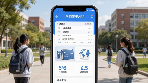 ��ʦϻ��APP�������ͼ��չʾ�α���У԰�����ɼ���ѯ�Ⱥ��Ĺ���ģ�飬������¼�࣬��ɫ��ɫ�����ֻ���Ļչʾ��У԰��������