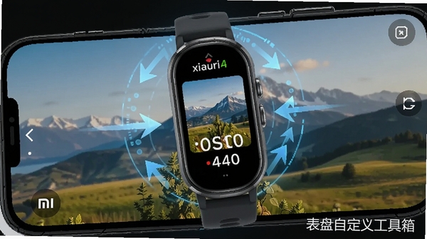�����Զ��幤����AI��ͼ��ʾ�ʣ��ֻ���Ļ��ʾһ�ŷ羰��Ƭ���ڱ�ת��ΪС���ֻ����̣��ֻ���Ļ����ʾ��ͬ���ķ羰ͼƬ��ʱ�����֣���Χ�пƼ��еĹ�Ч�ͼ�ͷָʾת�����̣��������Ʊ����Զ��幤������ˮӡ��ʽ�����ڽ���