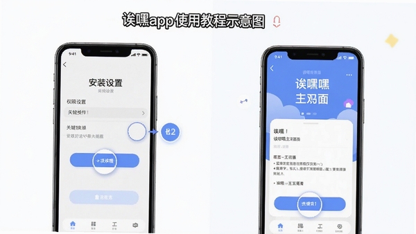 ����appʹ�ý̳�ʾ��ͼ��չʾ�ֻ���װȨ�����ý��������������沢�У���ע�ؼ��������裬���������