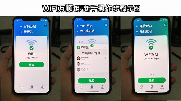 WiFi��˳Կ�����ֲ�������ʾ��ͼ��չʾȨ�޿��������ӳɹ����ֻ���ͼƴ����ͼ