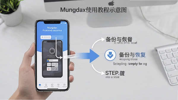 Mungdaxʹ�ý̳�ʾ��ͼ���ֻ���Ļ��ʾ������ָ����棬���м�ͷָʾ�������裬����Ϊǳ��ɫ�칫����