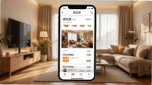 �㻶���ⷿAPP��ҳ��Դ�б�չʾ���棬�ֻ���Ļ�г���������ⷿ��Ϣ��Ƭ��������𡢻��͡������ǩ������Ϊ��ܰ���ִ��Ҿӻ�����ͻ�������ҷ���ݸ�