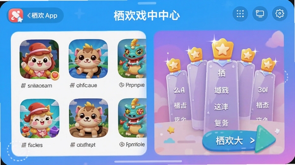 �ܻ�APP��ǶС��Ϸ���Ľ��棬չʾ���������Ϸͼ�������а�ɫ�ʻ��ã�����ֱ��