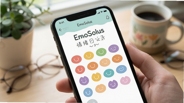EmoSolus���������ռǼ�¼ҳ�棬��ɫ�����ǩѡ���ֻ�����չʾ�������������