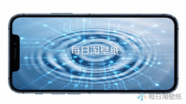 每日淘壁纸动态壁纸效果展示,手机屏幕上流动的水波纹动态壁纸,科技感十足,每日淘壁纸水印标识
