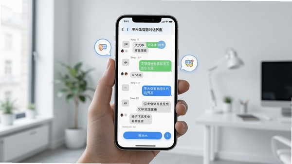 序光体智能对话界面展示,手机屏幕中显示多轮聊天记录与文本整理结果,背景简洁现代,突出AI助手交互过程