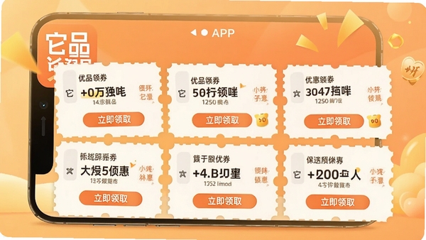 ��ƷAPP�Ż�ȯ��ȡ���棬�ֻ���Ļ��ʾ���Ų�ͬ�����Ż�ȯ��Ƭ�����С�������ȡ����ť������Ϊůɫ����ͻ��ʡǮ��Χ����������Ʒ����������