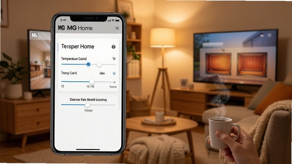 MG Home��������չʾԶ�̿��ƿյ��͵�ů�����ܳ������ֻ���Ļ��ʾ�¶ȵ��ڻ��飬����Ϊ��ܰ�Ҿӻ���