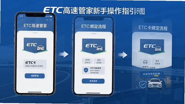 ETC���ٹܼ����ֲ���ָ��ʾ��ͼ���ֻ���ĻչʾETC�������̣�������������ɫ�����棬���̷̳��