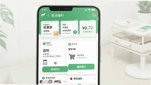 ��ѡ����ʡǮ���������ֻ�APP����չʾ��������ɫ���⣬չʾ�Ż�ȯ��ȡ�ͷ���ҳ�棬�ִ���ƽ����Ʒ��