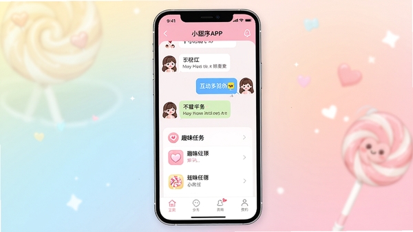 С����APP�ٷ�����չʾͼ�����¿ɰ����罻Ӧ�������棬�ֻ���Ļ����ʾ����������Ȥζ�����б�������Ϊ��͵��ǹ�ɫ���䣬ͻ�����ɻ��õ��罻��Χ