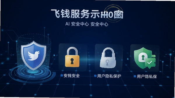 AI��ͼ��ʾ�ʣ���Ǯ����App�İ�ȫ���Ľ��棬չʾ����ͼ�ꡢ���������û���˽�����Ȱ�ȫԪ�أ�����Ϊ����ɫ�Ƽ�������ǿ����ȫ�ɿ�
