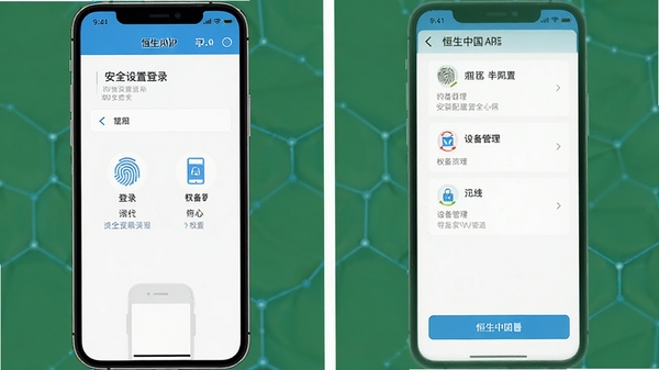 �����й�APP�ƶ��˲�������ʾ��ͼ��չʾ��ȫ����ҳ����Ȩ�޹���ѡ������а���ָ�Ƶ�¼���豸������ͼ�꣬�������ֱ�ۣ������û����ⰲװ��������
