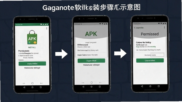 Gaganote������װ����ʾ��ͼ���ֻ���Ļ��ʾAPK��װ�����Ȩ������ҳ�棬���̷̳��