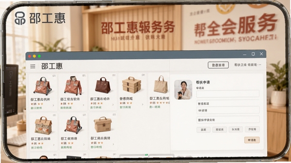 �۹������������ͼ��չʾ�ջ��̳ǺͰ�����빦��ҳ�棬�ֻ���Ļ�г�����������Ʒ�б����������������Ϊ��ܰ�Ĺ�����񳡾��������������࣬ͻ���۹���Ʒ�Ʊ�ʶ