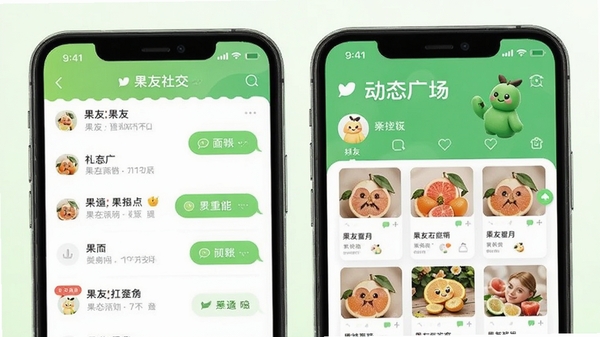 �����罻Ӧ�ý���չʾ���ֻ���Ļ����ʾ�����б��붯̬�㳡������Ϊ������ɫ����ͻ������APP���罻������Χ