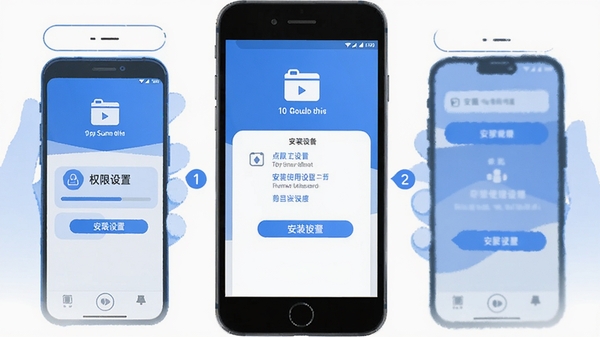 ����app��װʹ�ý̳�ʾ��ͼ���ֻ���ĻչʾȨ�����úͰ�װ���裬����ƽ����Ʒ����ɫ��ɫ���������ע����