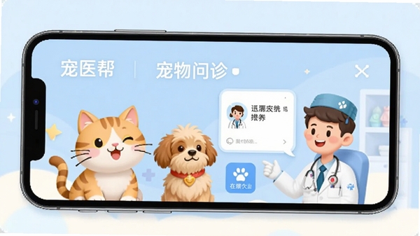 ��ҽ��APP��ҳչʾ�����������������ֻ�����ͼ����������è��͹����Ŀ�ͨ����ҽ�����߽�𣬱���Ϊ��ů��ǳ��ɫ��ͻ������ҽ�����﹦��