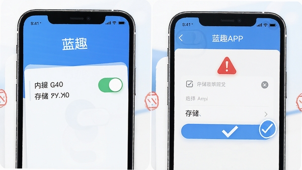 ��ȤAPP��װȨ������ʾ��ͼ���ֻ���Ļ��ʾȨ�޿��غʹ洢ѡ����棬���к�ɫ��ʾͼ������ɫ�Թ�