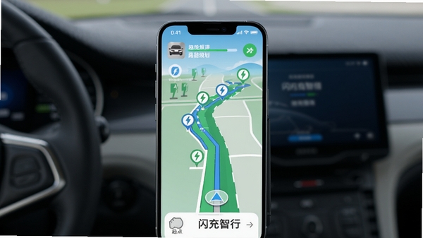 ��������APP·�߹滮������ʾ���ֻ���Ļ��ʾ����㵽�յ�ĵ���·�ߣ���;��ע������վͼ�꣬����Դ����ʻ����ɫ��·��