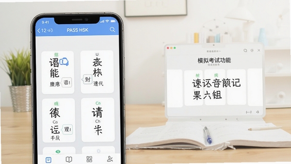 PASS HSK���������ͼ��չʾ���ܴʻ��ټǿ�Ƭ��ģ�⿼�Թ��ܣ��ֻ���Ļ����ʾ����ʻ���ƴ��������Ϊ������ѧϰ����